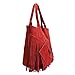 Modarno Bolso shopper para mujer de piel auténtica de ante con flecos más estuche para joyas del mismo color Imagen de Modarno Bolso shopper para mujer de piel auténtica de ante con flecos más estuche para joyas del mismo color