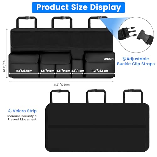 Einesin Kofferraum Organizer Auto, multi Aufbewahrungstasche für auto mit Netztaschen, Auto Aufbewahrungstasche mit 9 Pocket, schwarz