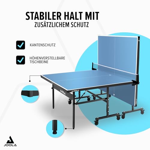 JOOLA Tischtennisplatte Outdoor Rally - Profi Tischtennistisch 6 MM Aluminium-Verbundoberfläche Wetterfest - Klappbares Untergestell - Schneller Aufbau