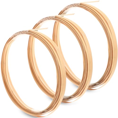 Holibanna Fournitures de Vannerie en Bambou Naturel 3 Rouleaux de Bandes de Rotin Jaunes pour Bricolage et Rénovation 05 CM 1 CM 15 CM