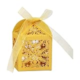 Watreketal 50 Stück Weihnachts Schneeflocken Hohl Geschenk Süßigkeitsbox mit Band, Hochzeits Party Zubehör, Weihnachtskränze für die Haustür draußen