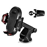 ★【Soporte de teléfono estable y seguro para el coche】Ventosa de adherencia superfuerte mejorada y mecanismo de bloqueo de 2 pasos que proporciona una potencia de succión extremadamente fuerte. Puede permanecer de forma segura en el coche. La almohadilla adicional para el salpicadero proporciona una superficie lisa, por lo que el soporte para coche puede permanecer más firme y de forma segura. El clip de ventilación extremadamente flexible se adapta a la mayoría de los coches. La silicona en el clip ayuda a que este soporte de teléfono de ventilación se agarre firmemente en la rejilla de ventilación y protege las cuchillas de arañazos.