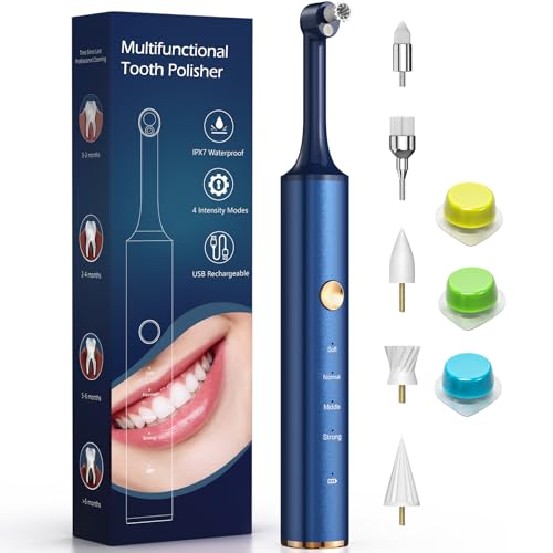 Rechargeable Tooth Polisher with LED Light, IPX7 Waterproof Home Dental Kit