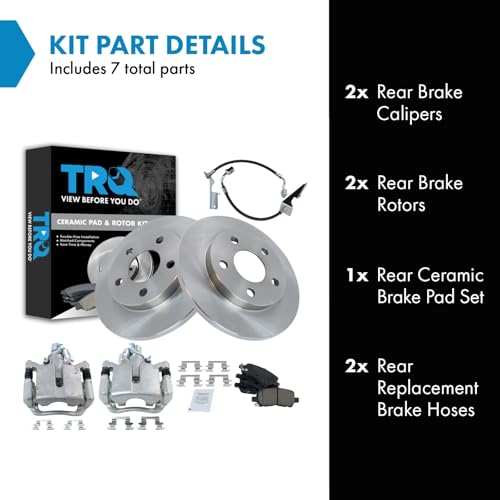 Image of TRQ Rear Brake Pad and Rotor Set Ceramic Rotors Calipers Compatible with 2005-2009 Buick LaCrosse 2005-2008 Pontiac Grand Prix