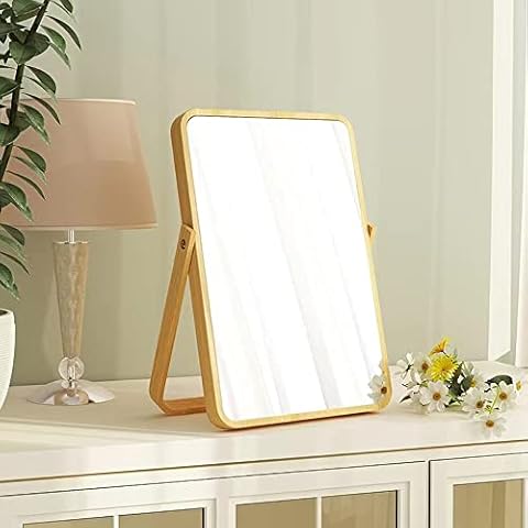 Hosoncovy - Espejo de mesa portátil con soporte para maquillaje Cover