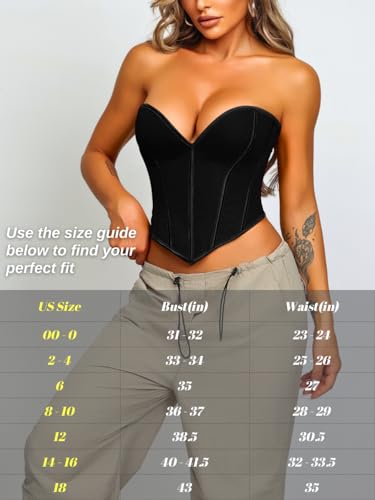 Image of ChiaoLezhee Heart Corset Top For Women, Sexy Concert Outfits Going Out, Strapless Crop Top, Overbust Bustier