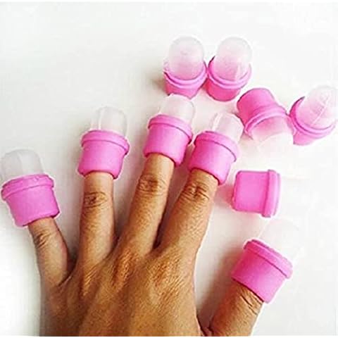 MauSong 10 Pcs Wearable Nail Soak Soakers Polish Remover DIY Acrylic Uv Gel Cap Tip Set (Pink) Cover
