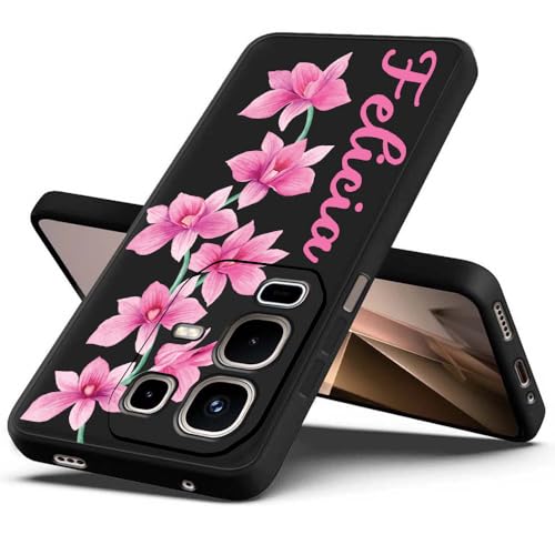 Image of Fashionury Back Cover Case for Infinix Note 50s 5G | Matte Soft Silicon Flexible | Camera Bump Protection | Customized Name with Your Phone Back Cover Black (Pattern 8)