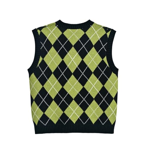 Image of Women's Sweater Vest,Y2K Sleeveless Pattern Preppy Style Knitted Crop Tank Top for Girl