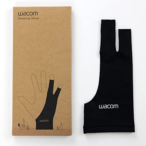 Wacom Drawing Glove, Two-Finger Artist Glove for Drawing Tablet Pen Display, 90% Recycled Material, eco-Friendly, one-Size (1 Pack)