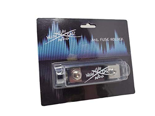 Sky High Car Audio Soporte de fusibles ANL con tornillo de calibre 1/0, chapado en níquel blanco