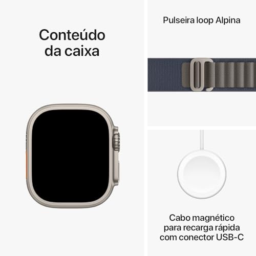 Apple Watch Ultra 2 GPS + Cellular • Caixa de titânio – 49 mm • Pulseira loop Alpina azul – G