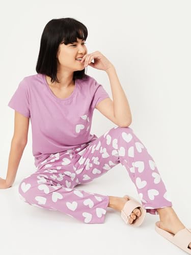 Image of Max Women's Printed Round Neck Half Sleeve Cotton Pyjama Set