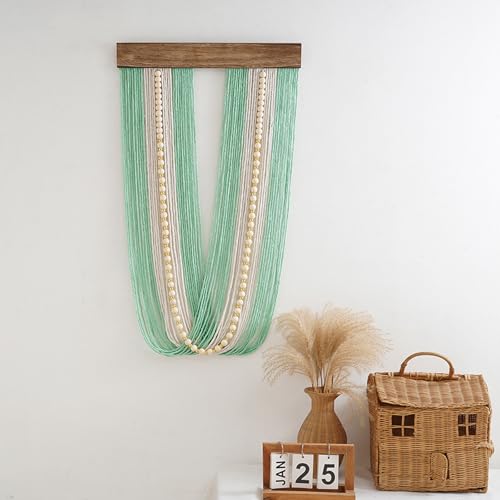 Tapiz de pared de macramé decorativo Uqezagpa de fibra natural para interiores artísticos 6