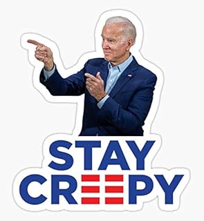 Stay Creepy - Funny Joe Biden Campaign Logo Parody - Sticker Graphic - Auto, Wall, Laptop, Cell, Truck Sticker for Windows, Cars, Trucks