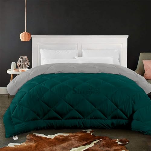 Image of 600 GSM Heavy Winter Single Bed Comforter | Microfiber, Breathable, Reversible,Soft, Lightweight & Machine Washable Comforter for Single Bed 60x90 Inch - TealSilver