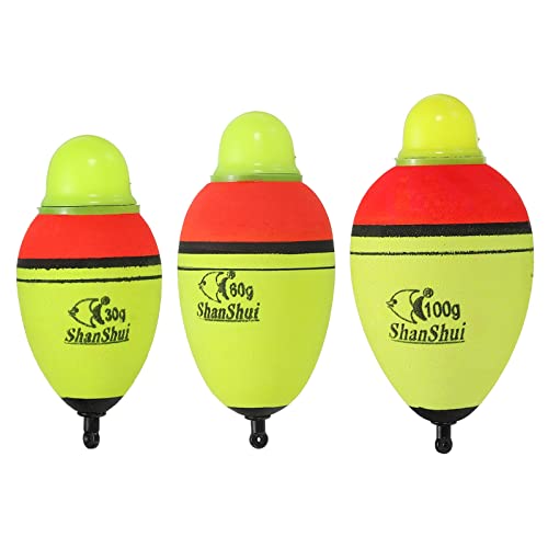 PATIKIL 1oz 2.1oz 3.5oz Lighted Fishing Slip Bobbers, 1 Pack EVA Green Red LED Light Up Fishing Float for Night Fishing Yellow