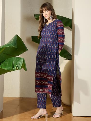 Image of INDO ERA Women Pure Cotton Kurta Palazzo Set | Printed Kurta with Palazzo Pants | Summer Friendly, Office Wear Co-Ord Set | Co Ord Set For Women Stylish