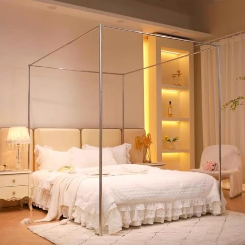Mengersi Canopy Bed Frame Post Queen Size,Stainless Steel Canopy Frame Poles Four Corner Bed Bracket Fit for Metal/Wood Bed Bedroom Decor - Thumbnail 2