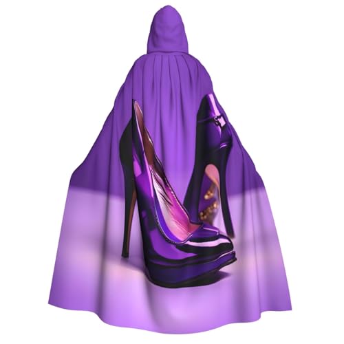Cape à capuche violette Halloween avec imprimé rouge à lèvres pour cosplay