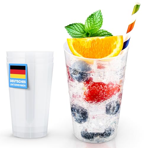 Trinklicht 25 Mehrwegbecher 0 5 L | Bruchsichere Plastikbecher Transparent | Spülmaschinenfest & Flexibler Kunststoff | Robuste Trinkbecher für Kaltgetränke | ideale Partybecher für Gastro & Events