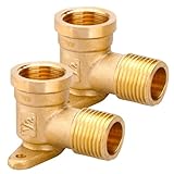 2 Stück 1/2" Messing Wandscheibe, 1/2 Zoll Wanddose Messing Bogen, Wandwinkel Verteiler 90 Grad, 1/2 Zoll IG x AG Wandscheibe Winkelstück Verbinder, DN15 Wanddose Bogen, Fitting Wasser Wandanschluss