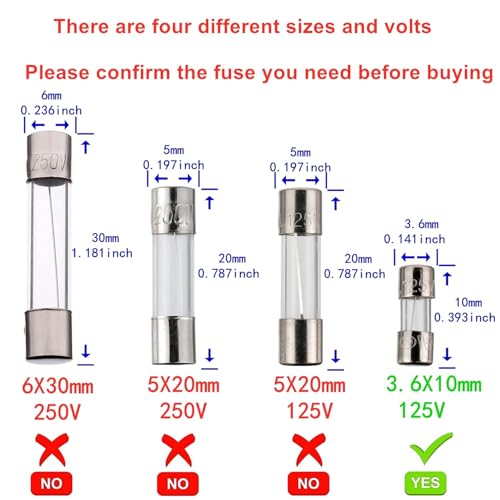 bojack mini fuse 36x10 mm 25 a 25 amp 125 v 125 volt 014x039 inch f25al125v fast blow glass fuses pack of 10