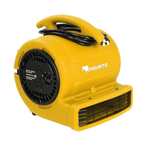 MOUNTO 1/4hp 1000CFM 2 Speed Air Mover Carpet Dryer Floor Fan Cooling Fan (Yellow)