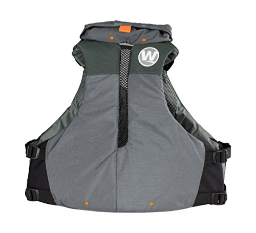 Wilderness Systems Fisher Kayaking Life Jacket | Easy Access Zippered Pockets Zippered Pockets | USCG Approved PFD - UL Type 4 Paddle Sports Life Vest | Medium/Large, Gray