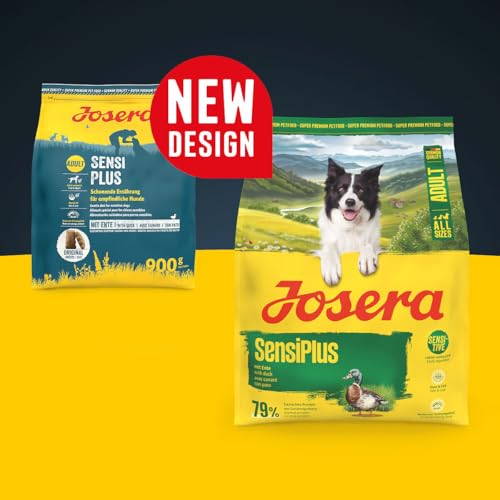 JOSERA Adult SensiPlus Ente & Reis (1 x 3 kg) | Premium Trockenfutter für ausgewachsene empfindliche Hunde | mit viel Biotin für gesunde Haut & Fell | hoch verdaulich | glutenfrei | 1er Pack