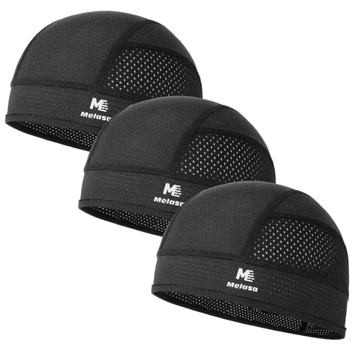 MELASA 3Pcs Breathable Mesh Skull Cap for Men Cooling Hard Hat Liner