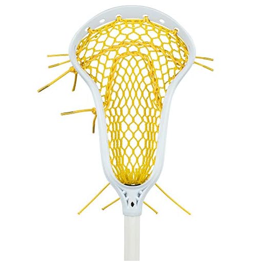 StringKing Women’s Complete 2 Pro Midfield Lacrosse Stick with Composite Pro Shaft and Women's Type 4 Mesh (White/Yellow)