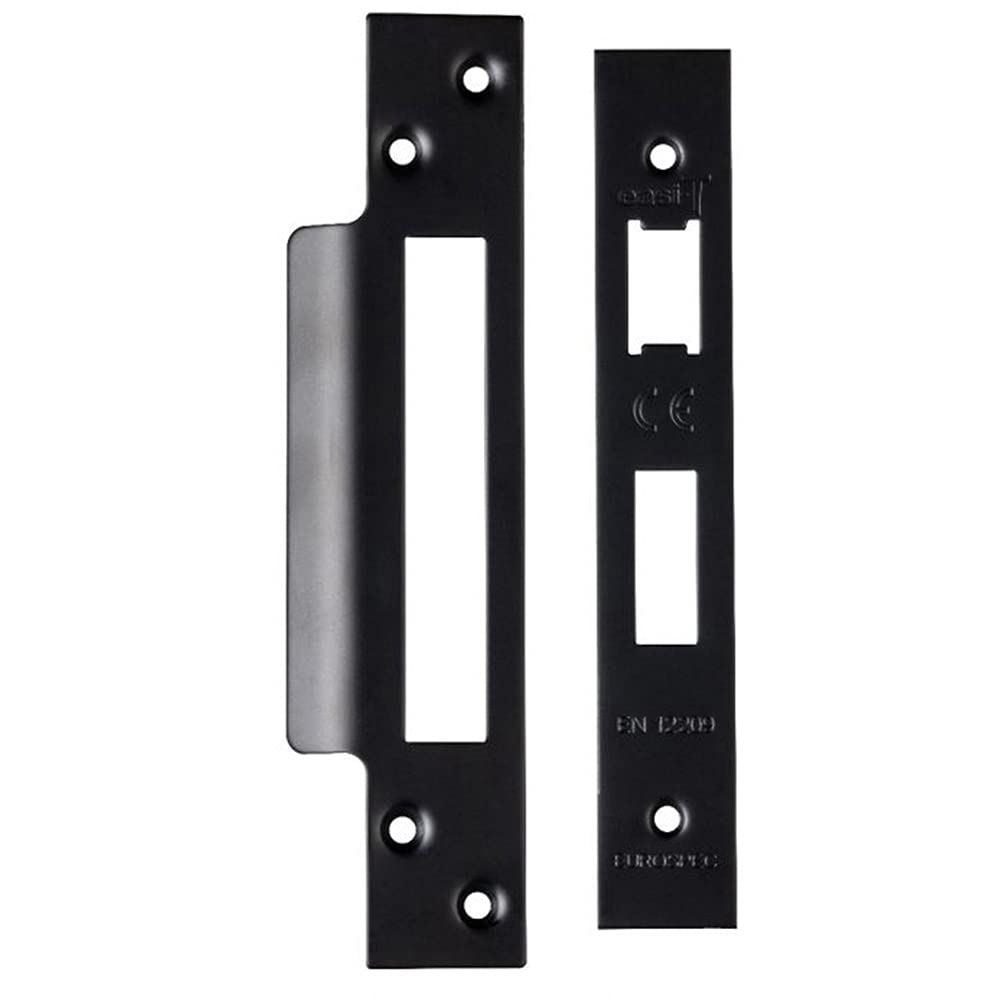Loops Matt Black Square Forend Strike And Fixing Pack - Suitable For Sashlocks - | Forend Strike & Fixing Protective Plate Set - Door Lock Furnishings - Forend Plate, Strike Plate And Screws Included