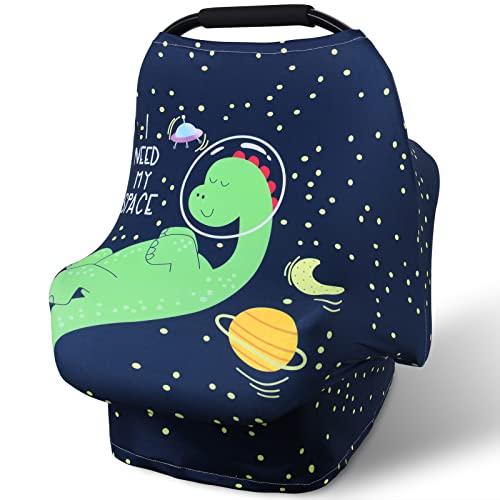 Image of Metplus Car Seat Canopy Nursing Cover for Babies, Baby Carseat Cover Carrier Cover Breastfeeding Cover for Boys Girls, Soft Stretchy Breathable and Easy to Use, Infant Shower Gifts Newborn Essentials