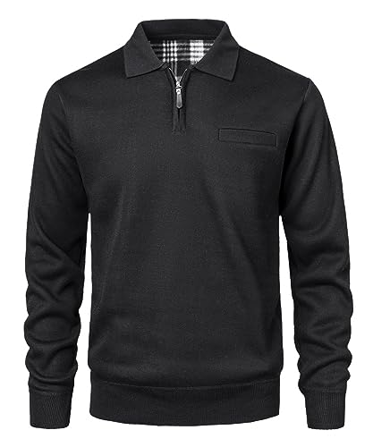 Mens Quarter-Zip Fleece Pullover Sweatshirts Casual Long Sleeve Winter Warm Sweatshirt with Pocket