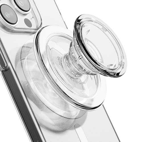 MagSafe ポップ型グリップ クリスタル スマホ用グリップ クリア スタンド 韓国 透明 携帯スタンド アクセサリー スマホリング マグセーフ スマホグリップ&スタンド iPhone16 Plus Pro Max iPhone15 14 13 12 シリーズ （クリア）