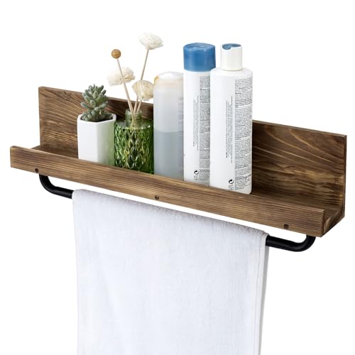 MyGift Bathroom Shelf with Towel Bar 22 Inch, Bath Towel