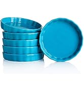 Sweese 505.607 Porcelain Ramekins Round Tart Pan Mini Fluted Quiche Dishes - 5 Ounce for Creme Br...
