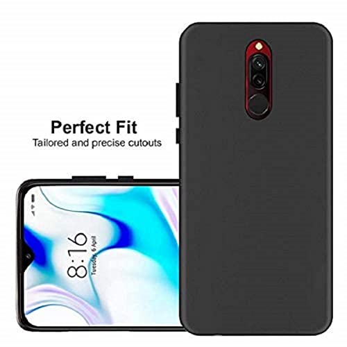 Image of Mobile Back Cover Case for Xiaomi Redmi 8 (Silicone Case|CameraProtection|Black SC1510)