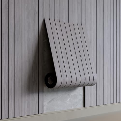 Image of Peel and Stick PVC Slat Wall Panel 3D Wallpaper Gray Faux Foam Self-Adhesive Wallpaper 3D Wall Panel for Walls & Ceilings