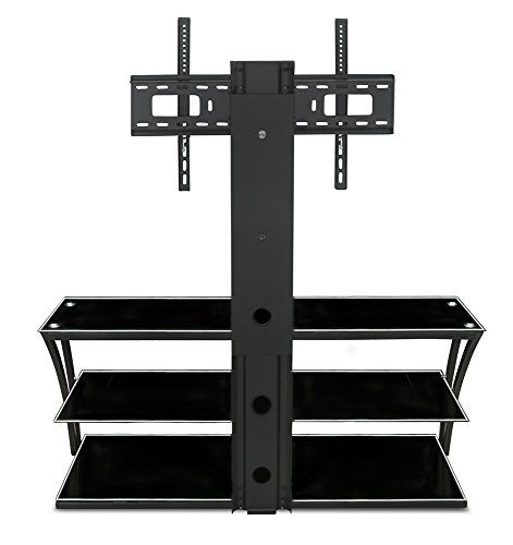 Mount-It! Tv Stand With Mount And Storage Shelves, Entertainment Center Fits 32 To 60 Inch Screens, Vesa 100X100 To 600X400, Glass Shelving, 88 Lbs, Black Mi-864 #TOP3