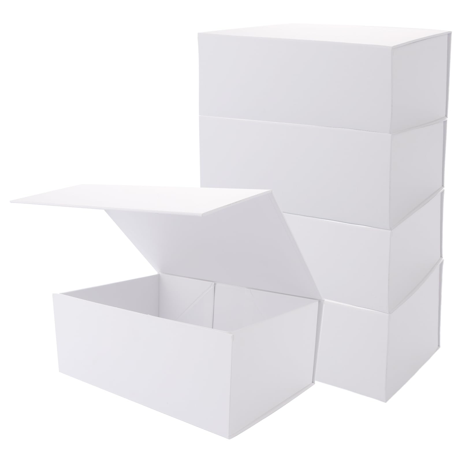 5 Pcs White Gift Box 25x18x10cm, Large Gift Boxes for Presents, Luxury Present Box with Magnetic Lid for Presents Wedding Birthdays, Holidays, Anniversaries Gift Packaging