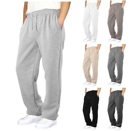 Men's Sweatpants Baggy Open Bottom Casual Drawstring Trousers Straight Leg Lounge Workout Athletic Joggers with Pockets 6