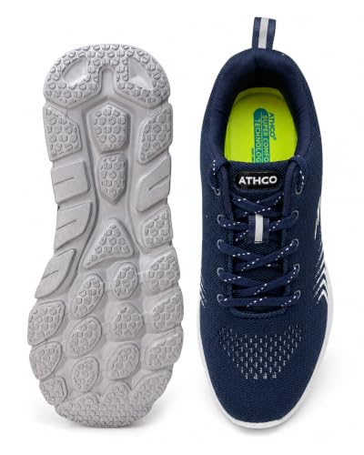 Image of Mens Running Shoes for Man Comfortable Men's Sports Shoes with Memory Foam Cushioned Insole Sports Shoes for Men Running Walking Lightweight Gym Shoe for Men Comfortable Stylish & Casual Walking ATHCO Shoe for Man Anti Slip Gym Footwear