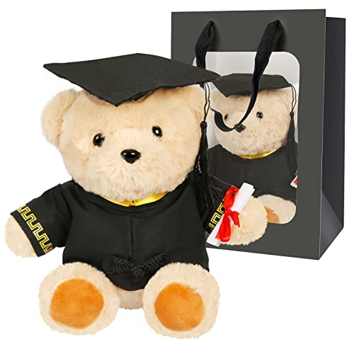 KATOOM Graduation Teddy Bear Gift 9 Inch Graduation Stuffed Bear Plush Toy Class of 2024 Graduation Bear Doll with Gift Bag for Kindergarten Elementary High School College Graduation