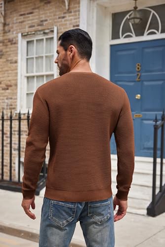 COOFANDY Men's Henley Knit Sweater Long Sleeve Button Pullover Sweater Casual Waffle Texture Fashion Henley Sweater3