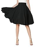 Choies Womens High Waist Midi Skater Skirt L,Black