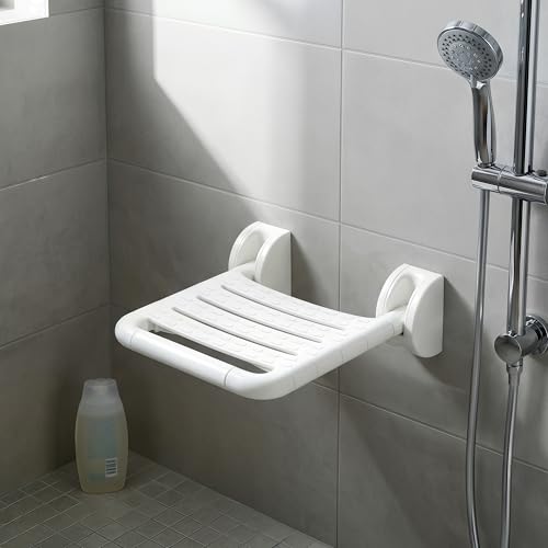 Image of Eldrix Shower Seat for Bathroom | Foldable Bathroom Seater for Bath | ABS Wall Mounted Shower Seat for Senior Citizen (White)