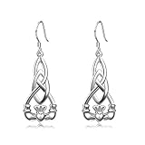 Irish Claddagh Earrings Sterling Silver Celtic Knot Dangle Earrings Fishhook Religious Earrings Irish Jewelry Gifts for Women Girls