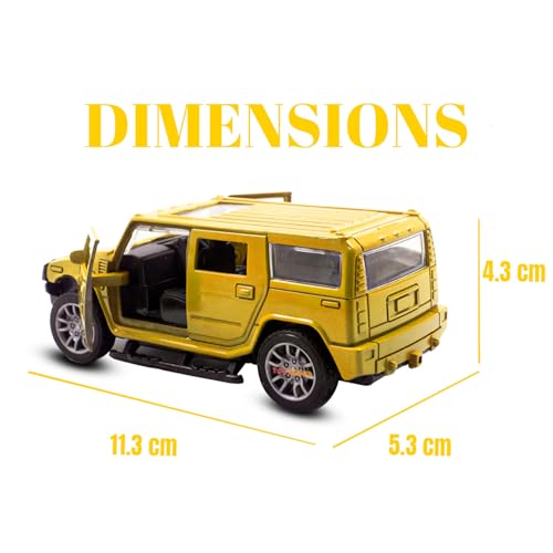 Image of Toy Cloud DieCast Model Cars Hummer Metal Car for Kids Pull Back Action Opening Doors Toy Cars for Boys 5-8 Years - Yellow